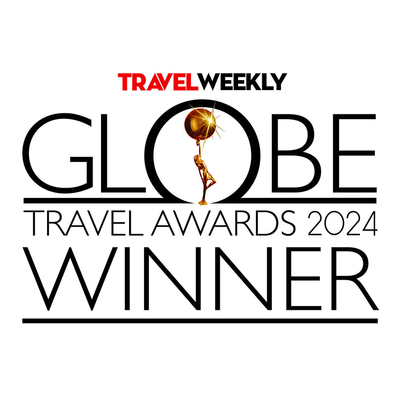 Sustainability Awards inspire, the Travel Weekly Globe Travel Awards 2024 Winner logo shines with a gold trophy icon.